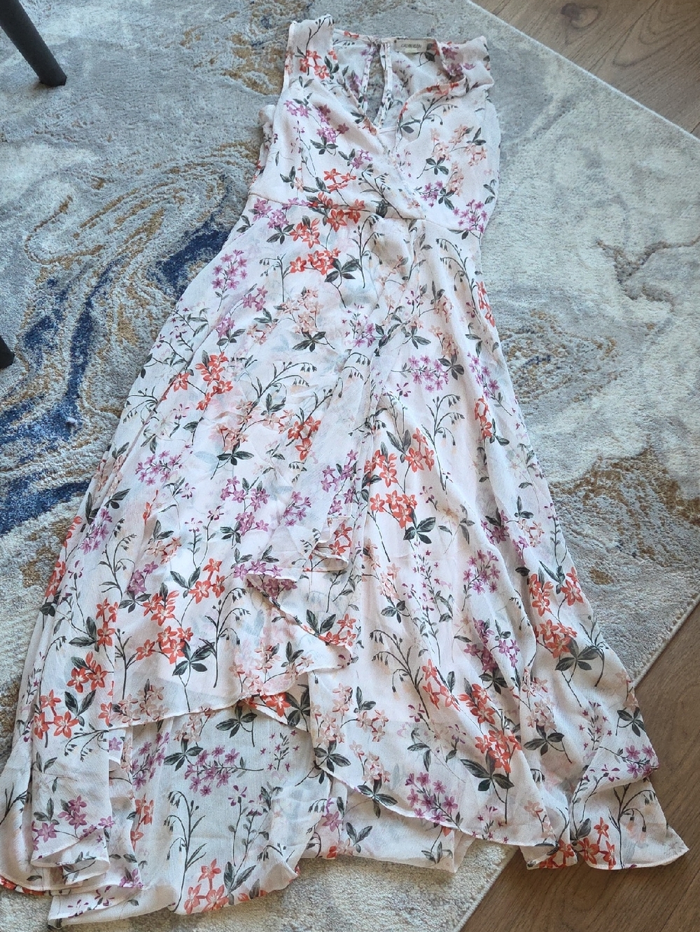 Calvin Klein Pink Floral Wrap Dress